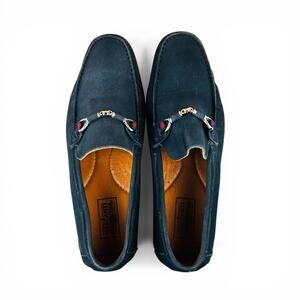 Mercanti Fiorentini Horsebit Driver Moccasins Navy Suede Driving Loafers Size 12